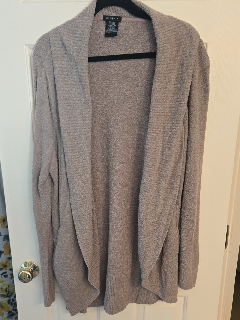 Beige Open-Front Cardigan Sweater